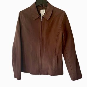 GAP Stretch Blazer Full Zip Chocolate Brown Lined Collared Casual Jacket EUC 6